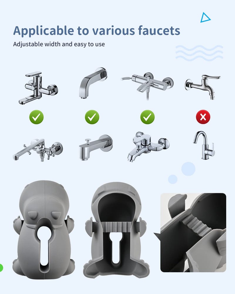 Mandoo Faucet Cover Bathtub Baby, Bath Spout Cover for Baby, Bath Faucet Cover for Kids, Tub Spout Cover Bathtub Faucet Cover Kids Safety, Protection Baby Universal Bath Silicone Toys Grey Hippo - Image 5